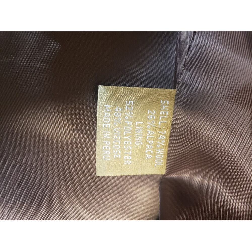 Katherine Kelly Women's Alpaca Wool Faux Fur Coat 8 Brown Elegant Old Hollywood - Picture 8 of 10